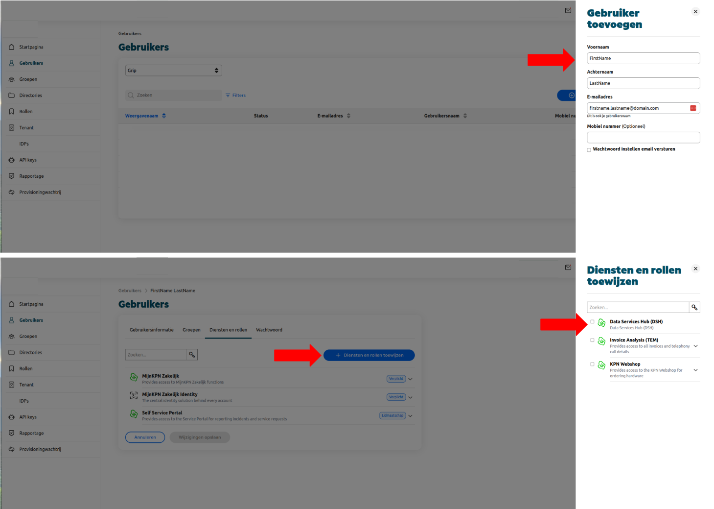 Adding new users and assigning Data Services Hub (DSH)