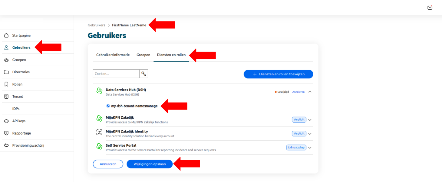 Assigning roles for the Data Services Hub (DSH)
